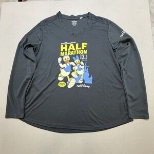 Run Disney 2025 Half Marathon Women's 2X Gray Long Sleeve Shirt Run Walt Disney